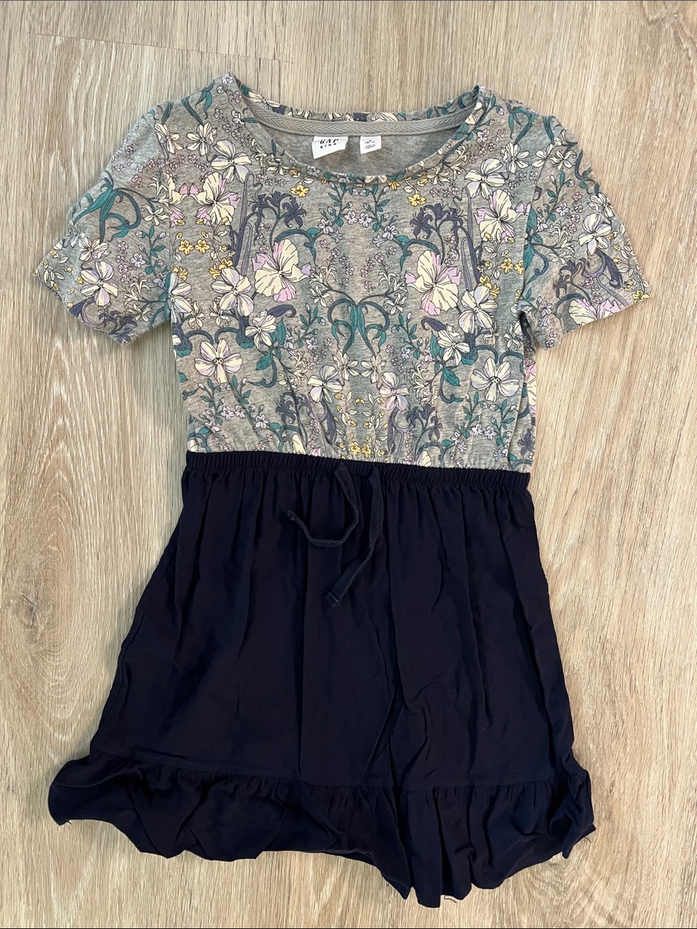 GAP Floral-Print Top with Navy Skirt Girls' Dress